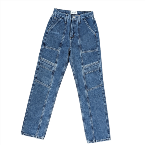 Agolde Cooper Cargo Utility Regulation Organic Cotton Blue Denim Jeans Size 23 - Picture 2 of 14